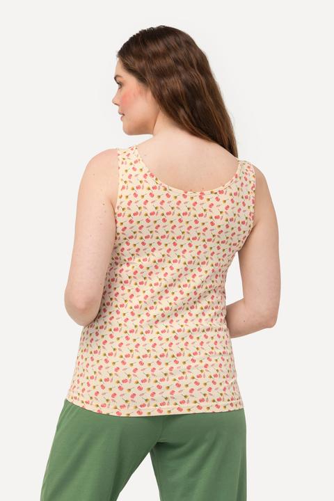 Image du produit Ulla Popken Débardeurs en lot de 2, fleurs/uni. Avec col V, sans manches (46, 48)