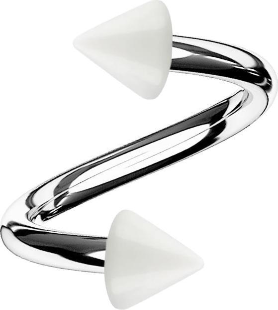 Produktbild Star Piercing Micro Spirale silber mit zwei Cones weiss (ohne Messing, Chirurgenstahl 316L, Kunststoff)