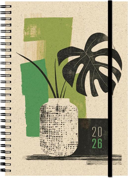 Image du produit Simplex Wochenagenda Graspapier 2026 40408.26 1W/2S Flower Pot ML 14.8x21cm (14.8 x 21 cm, 1 semaine / 2 pages)