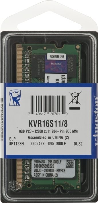 Produktbild Kingston ValueRAM (1 x 8GB, 1600 MHz, DDR3-RAM, SO-DIMM)