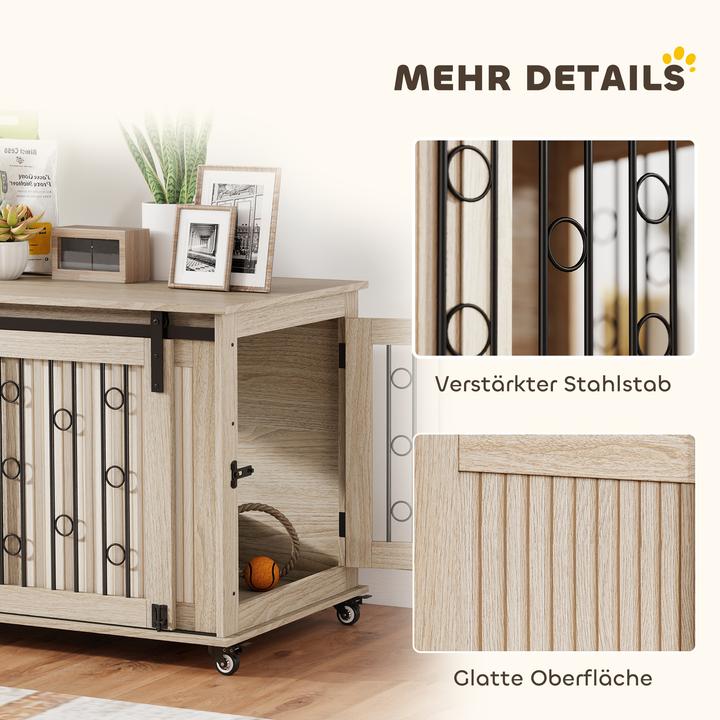 Image du produit PawHut Hundekäfig MDF, Stahl Eiche