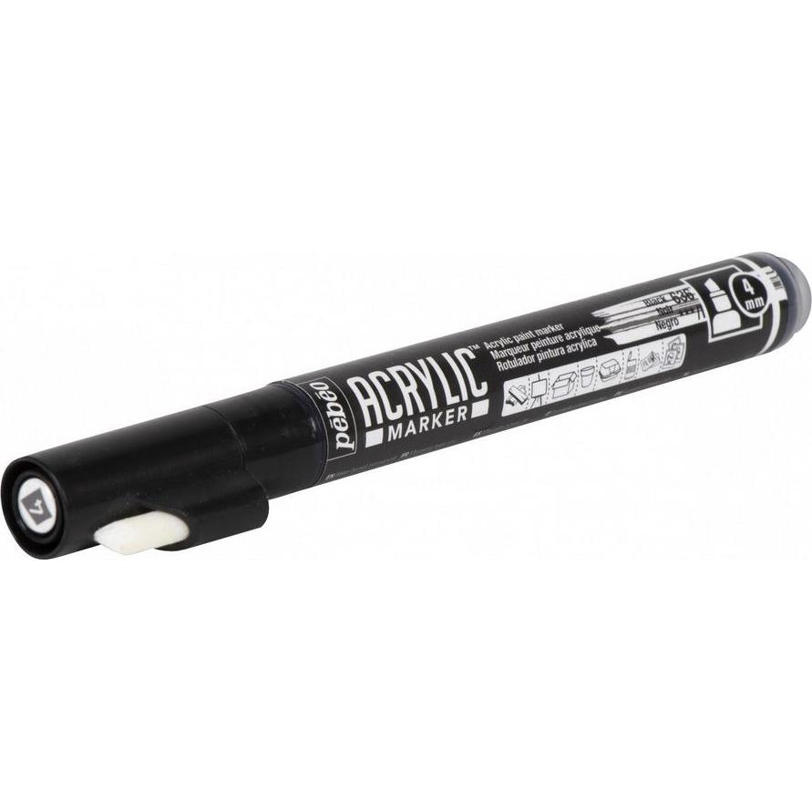 Pebeo, Marker, Acrylic Marker Medium Keilspitze 4mm (Schwarz, 4 mm)