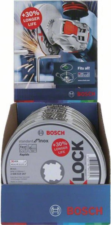 Immagine prodotto Bosch Professional Zubehör Disco da taglio PRO X-Lock in acciaio inox e metallo, 125 x 1 x 22,23 mm