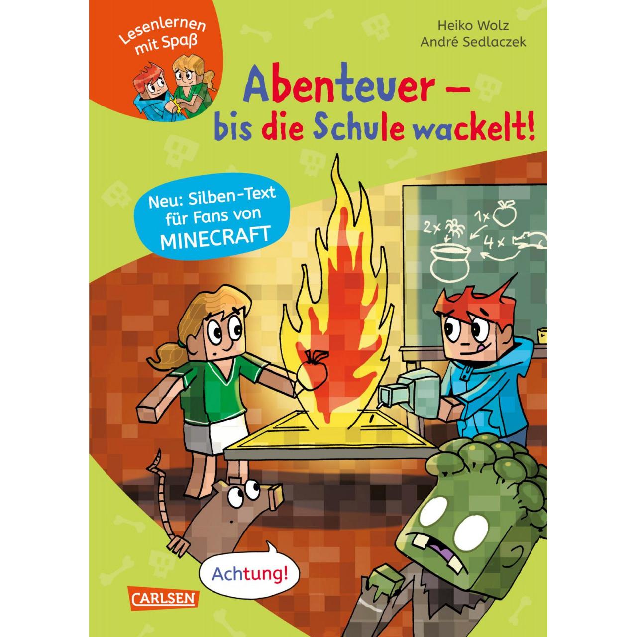 Thumbnail - Minecraft Silben-Geschichte: Abenteuer – bis die Schule wackelt!, Kinderbücher von Heiko Wolz, André Sedlaczek