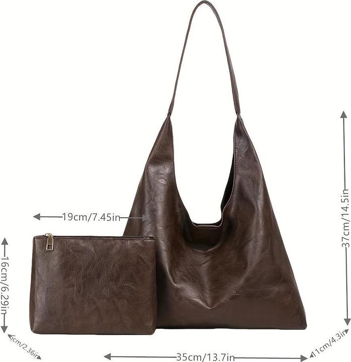 Immagine prodotto Only-Bags.Store Borsa hobo vintage a tinta unita, borsa a tracolla leggera e casual con inserto per l'uso quotidiano