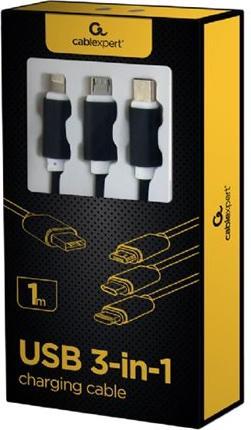 Immagine prodotto Gembird ! Cavo di ricarica USB 3-in-1 / 1m / Nero (1 m, USB 2.0)