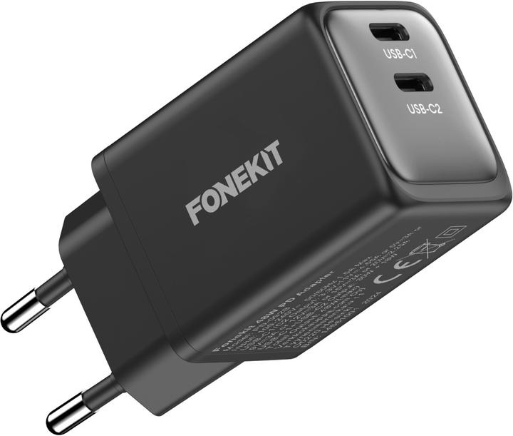 Image du produit FoneKit GaN PD 48W Charger, USB-C + USB-C, black (48 W)