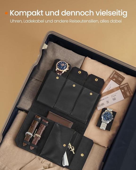 Produktbild Songmics Uhrenbox Reiseetui für 3 Uhren Schwarz