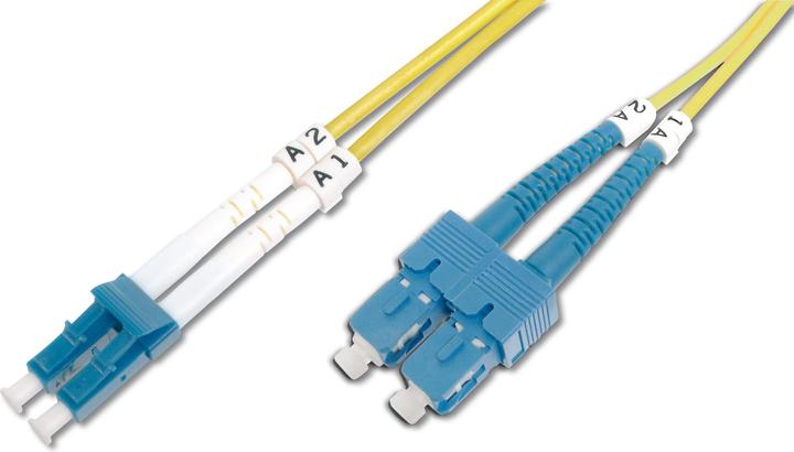 Digitus LWL Patchkabel LC/SC 09/125µm Singelmode Duplex Halogenfrei mit Messprotokoll gelb 1m (CAT6, 1 m)