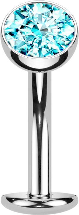 Produktbild Star Piercing Threadless Labret-Stab Banane silber Kugel Kristall aqua (ohne Messing, Titan)