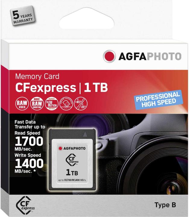 Produktbild AGFAPHOTO CFexpress 1TB Professional High Speed (1000 GB, CFexpress Typ B)