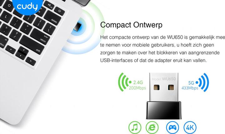 Produktbild Cudy WL 650 USB Dual Band WU650 AC650 (USB)