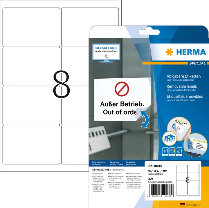 Productafbeelding HERMA A4 verwijderbare etiketten