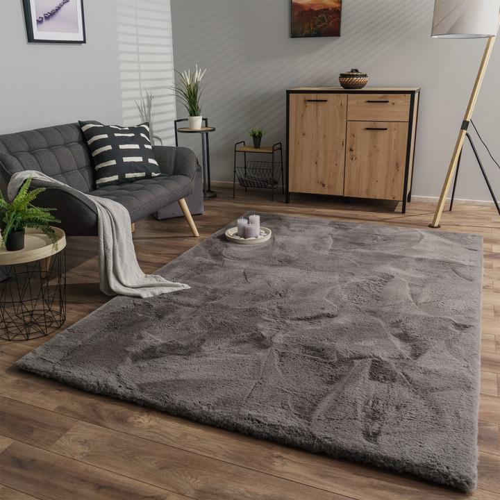Produktbild TT Home Wohnzimmer Hochflor Teppich Langflor Soft Kaninchenfell Fell Imitat Weich (100 x 60 cm)
