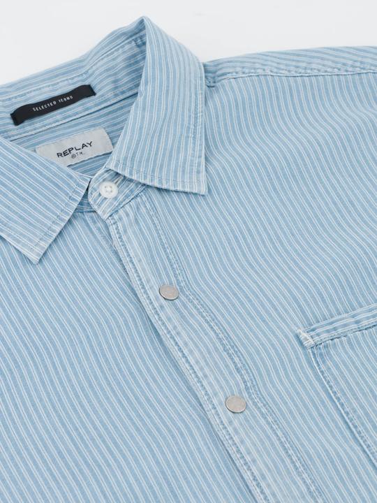 Produktbild Replay Casualhemd hellblau gestreift (S)
