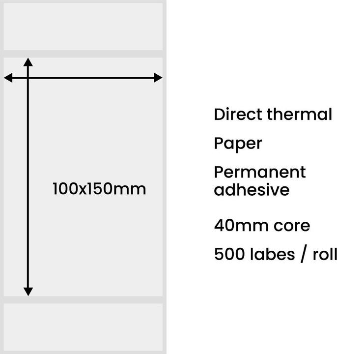 Immagine prodotto Hurtel Etichette termiche 100x150mm (500 pezzi) - bianche (15 cm)