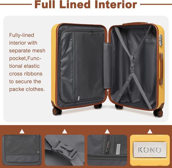 Produktbild Kono 2-teiliges Handgepäckkoffer-Set mit Kosmetikkoffer (40 l)