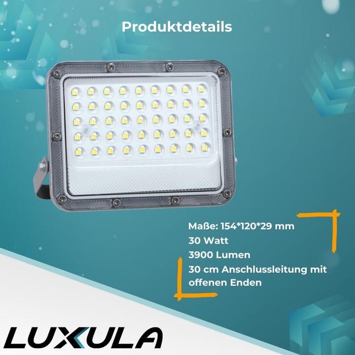 Produktbild Luxula LED-Fluter, EEK: E, 30W, 3900lm, 4000K, IP65, grau (3900 lm, IP65)