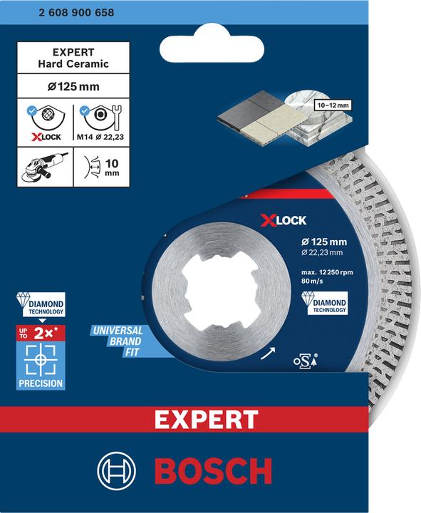 Immagine prodotto Bosch Professional Zubehör Dischi da taglio diamantati Expert HardCeramic X-LOCK, 125 x 22,23 x 1,4 x 10 mm