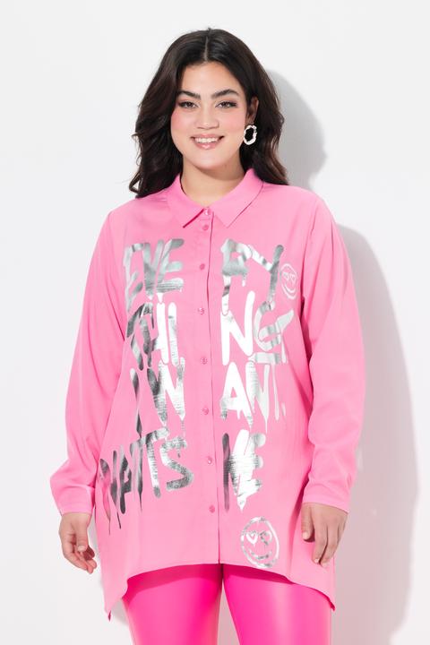 Actual product image Angel of Style Bluse, A-Linie, Metallic-Schriftzug, Zipfelsaum (44)