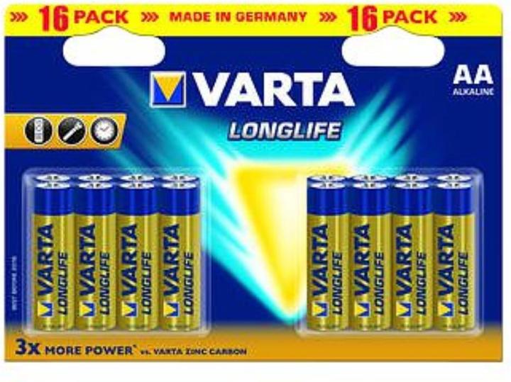 Actual product image Varta BV-LL 16 AA, Single-use battery, AA, Alkaline, 1.5 V, 16 pc(s), Blue, Yellow (16 pcs., AA)