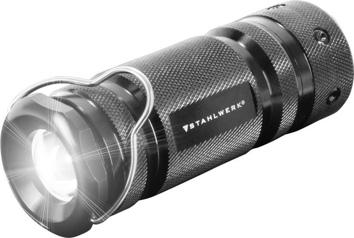 Produktbild Stahlwerk LED Taschenlampe mit 6 Modi, ausziehbare 360° Teleskop-Stableuchte (10 cm)