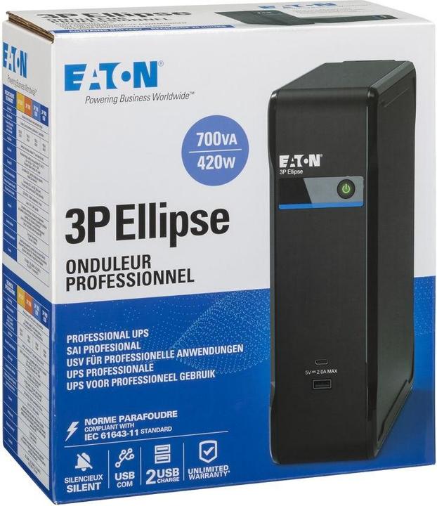 Image du produit Eaton USV 3P700UI 700VA 420W USB IEC (700 VA, 420 W, Standby Onduleur)