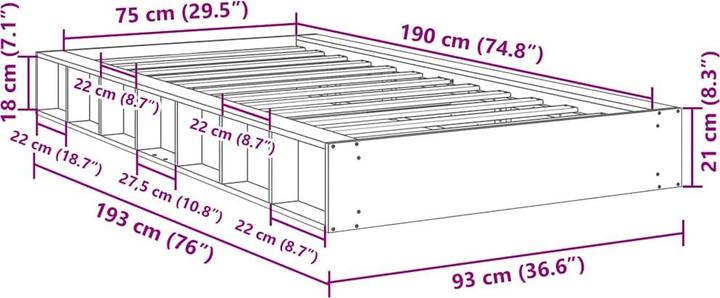 Image du produit vidaXL Bettgestell (75 x 190 cm)