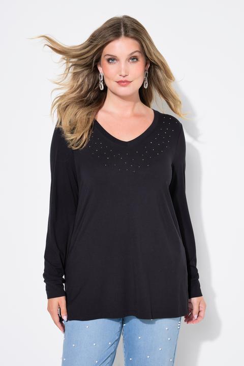 Produktbild Miamoda Langarmshirt, Classic Fit, Glitzersteinchen (50)