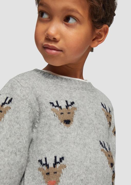 Produktbild S.Oliver Strickpullover Weihnachtspullover mit Rentier-Motiv (116, 122)