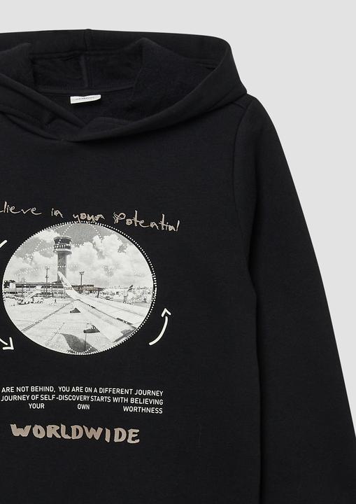Produktbild s.Oliver Sweatshirt Kuscheliger Hoodie mit Frontprint (146, 152)