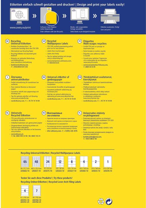 Produktbild Avery Recycling Universal-Etiketten