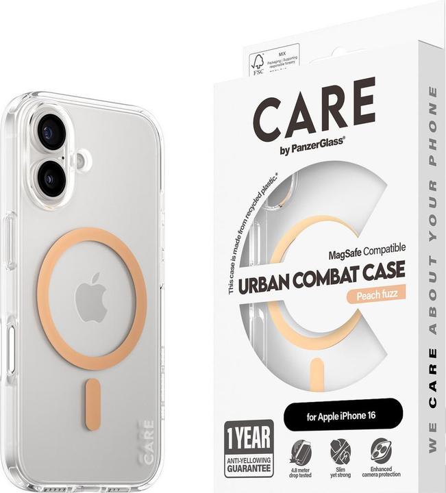 Produktbild PanzerGlass CARE by ® Flagship Case Transparent Urban Combat m. Peachy MagSafe iPhone '24 6.1" (Apple iPhone 16)