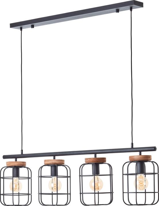 Produktbild Brilliant Hanglamp Gwen E27 max 4x40W - Zwart/Hout (E27)