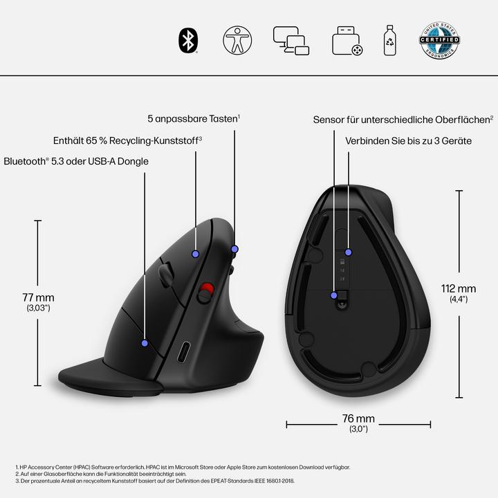 Produktbild HP 920 Ergonomic Wireless Mouse (Kabellos)