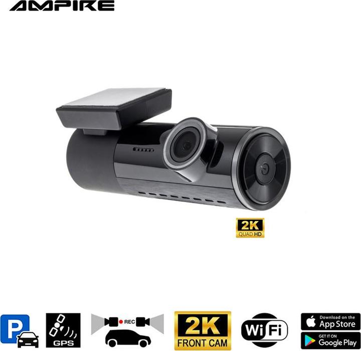 Immagine prodotto Ampire Dual-Dashcam, 2K Frontkamera und AHD Heckkamera, WiFi und GPS (Microfono incorporato, Ricevitore GPS, 2K)