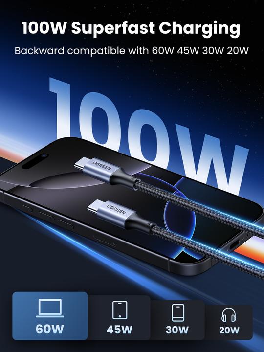 Immagine prodotto Ugreen USB Tipo C - USB Tipo C (1 m, USB 2.0, 100 W)