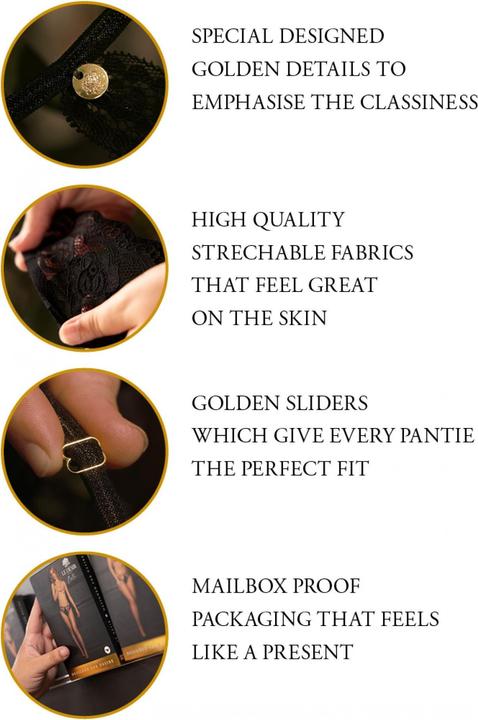 Actual product image Le Désir Faye - Lace Thong with Adjustable Sliders and Golden Details - One Size (One size)