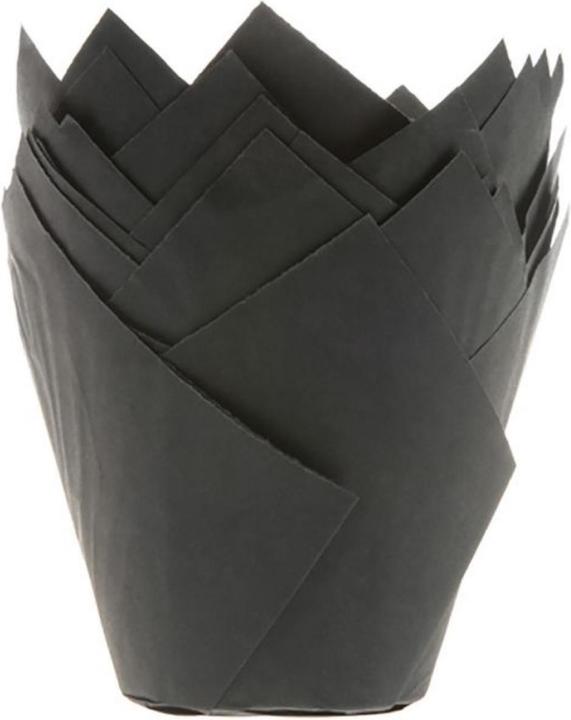 House of Marie Muffin Cups Tulip Black pk/36 (5 cm)