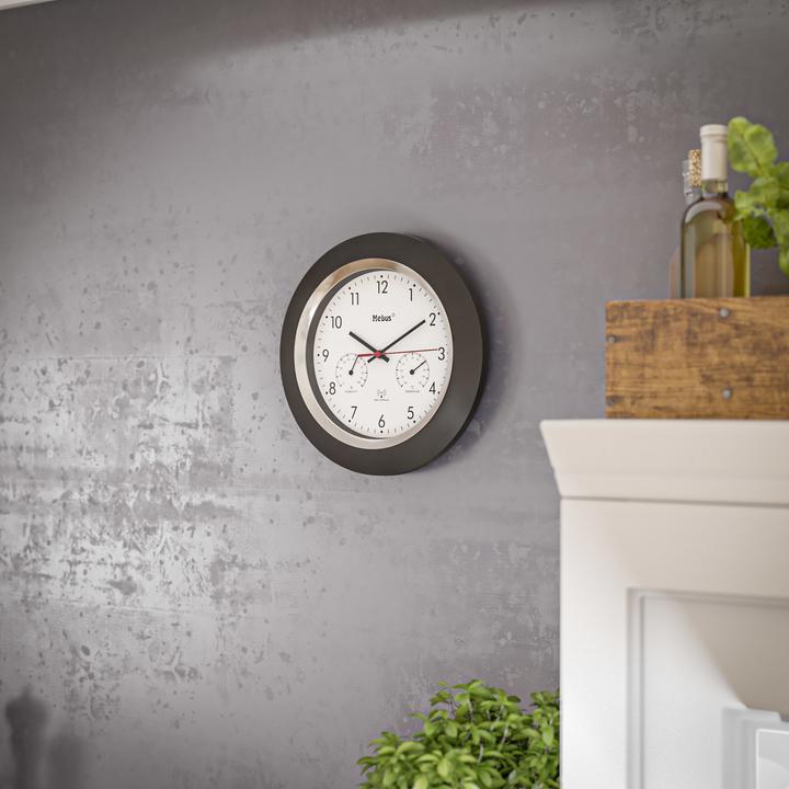 Produktbild Mebus 19453 Funk-Wanduhr mit Thermo-/Hygrome (25 cm)