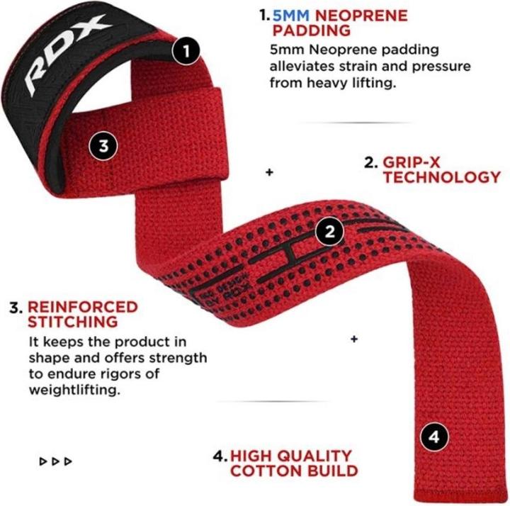 Immagine prodotto Rdx Gym Cotton Gel Strap Red Plus (Taglia unica)
