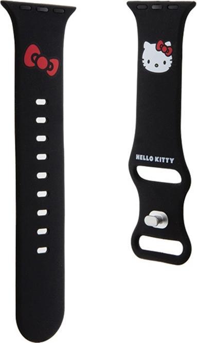 Produktbild Hello Kitty Pasek HKAWMSCHBLK Apple Watch 38/40/41mm czarny/black strap Silicone Kitty Head (38 mm, Silikon, Kunststoff, Edelstahl)