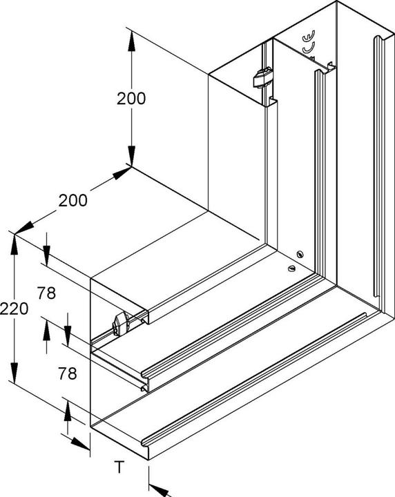 Actual product image Niedax NIE DKV 220-78T100 R GK-vertical corner 90Â°, double-bridged symme- tric, 220x100mm pu (10 cm)