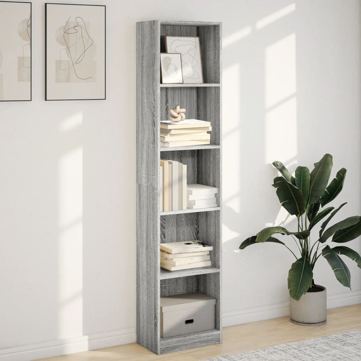 Immagine prodotto VidaXL Bücherregal Regal Standregal Büroregal Aufbewahrungsregal Grau Sonoma (40 x 24 x 176 cm)