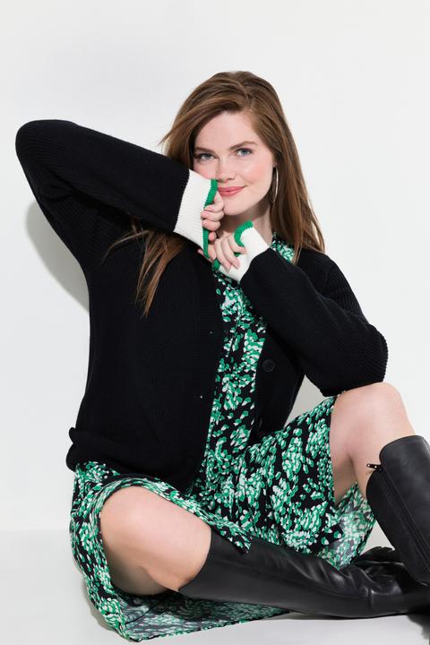 Produktbild Ulla Popken Strickjacke, Schmuck-Bündchen, V-Ausschnitt (62)