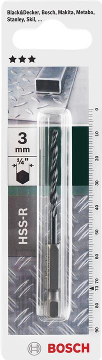 Actual product image Bosch Zubehör Metal twist drill HSS- R, DIN 338, 1/4" hexagonal shank D= 3.0 mm L= 73 mm (3.0 mm)