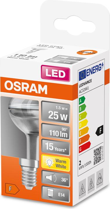Productafbeelding Osram Star R50 (E14, 1.50 W, 110 lm, 1 x, F)