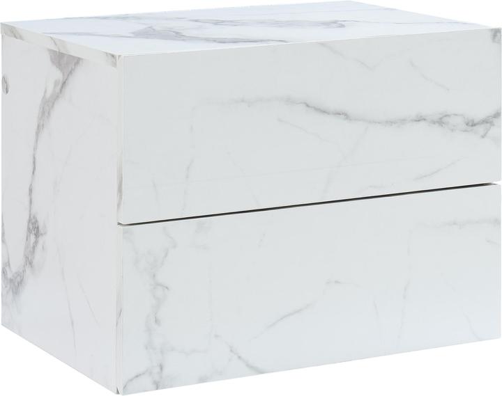 Produktbild En.Casa Nachttisch hängend Ampfing mit 2 Schubladen Marmoroptik, weiss (40 x 29 x 30 cm)