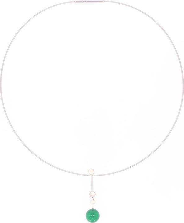 Xen Atelier Collier mit Achat grün und Süsswasserzuchtperle 42 cm (Edelstahl, 42 cm)