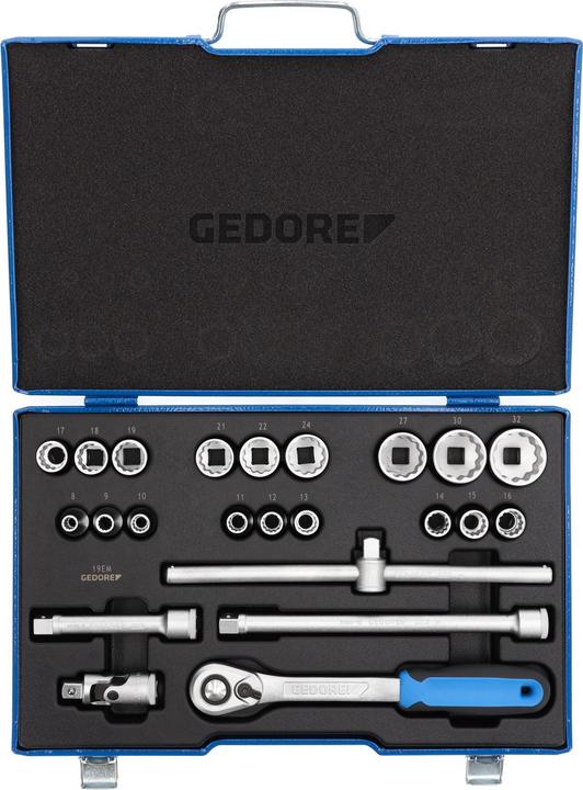 Image du produit Gedore D 19 EMU-20 Jeu de douilles 1/2", 23 pièces, profil UD, 8-32 mm (10 mm, 11 mm, 12 mm, 13 mm, 14 mm, 15 mm, 16 mm, 17 mm, 18 mm, 19 mm, 20 mm, 21 mm, 22 mm, 23 mm, 24 mm, 25 mm, 26 mm, 27 mm, 28 mm, 29 mm, 30 mm, 31 mm, 32 mm, 8 mm, 9 mm)